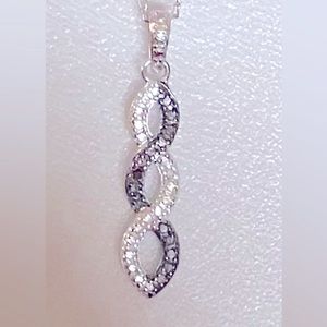 Cara Mia USA Black and White Diamond Pendant. SS/ Rhodium Plated